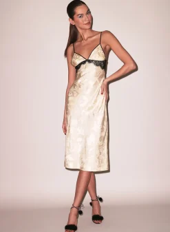 Butterfly Jacquard Slip Dress