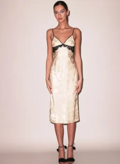 Butterfly Jacquard Slip Dress