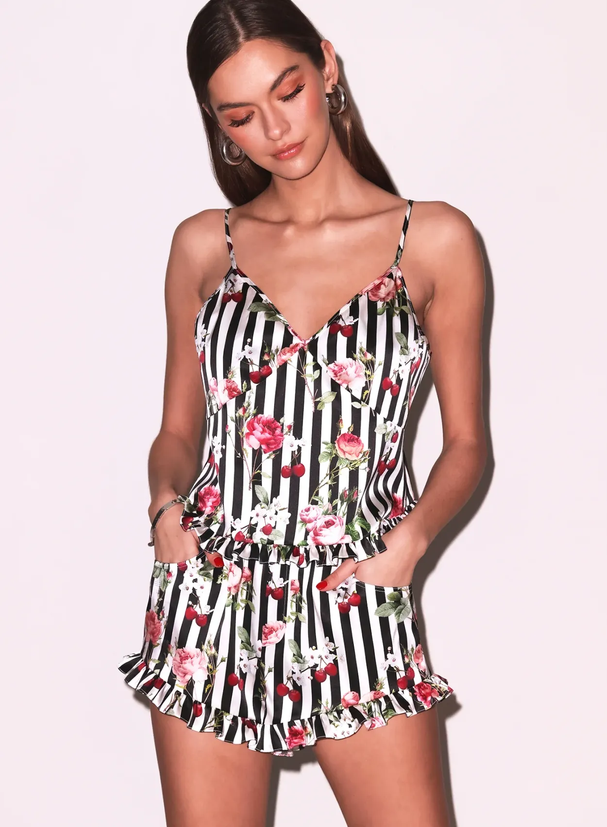 Cherry Rose Ruffle Cami