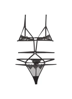 Heart Embroidery Ouvert Bondage Bodysuit