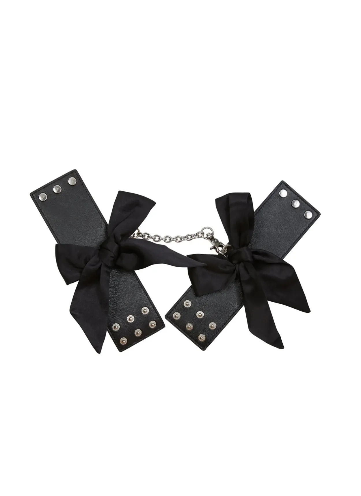 Leather Cuffs with Silk Bows