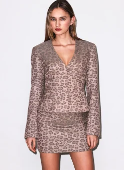 Leopard Collarless Blazer