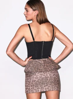 Leopard Twill Mini Skirt