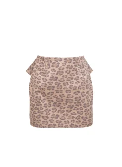 Leopard Twill Mini Skirt