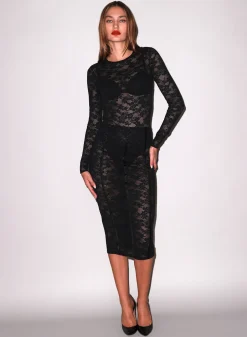 Le Stretch Lace Pencil Skirt