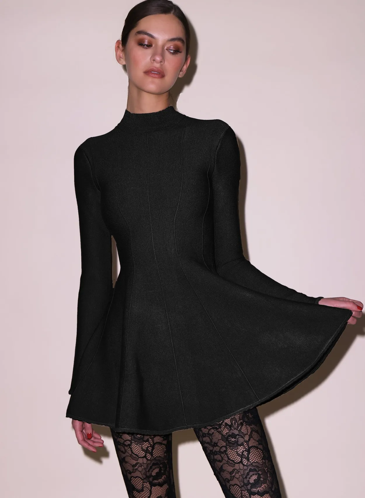 Long Sleeve Flared Corset Dress