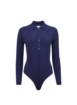 Long Sleeve Rib Polo Bodysuit