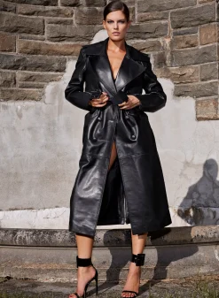 Moto Leather Trench Coat