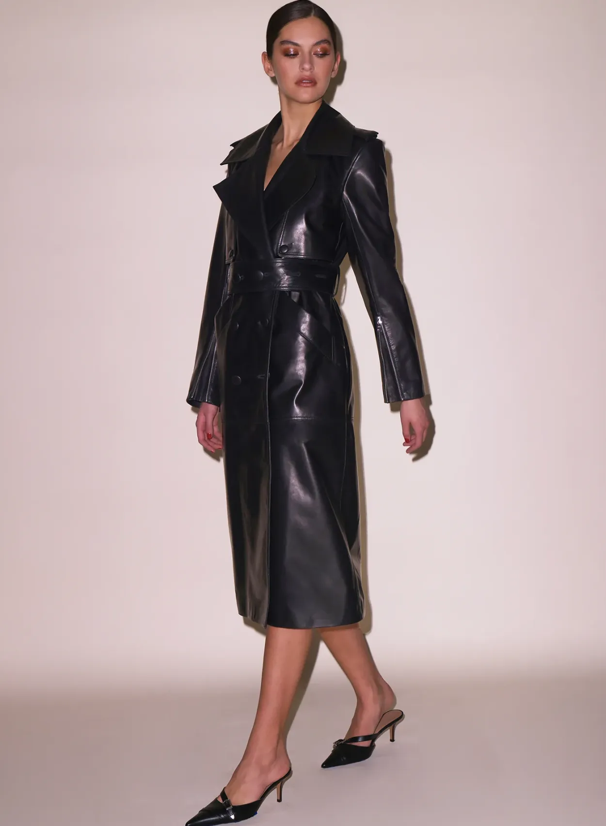 Moto Leather Trench Coat