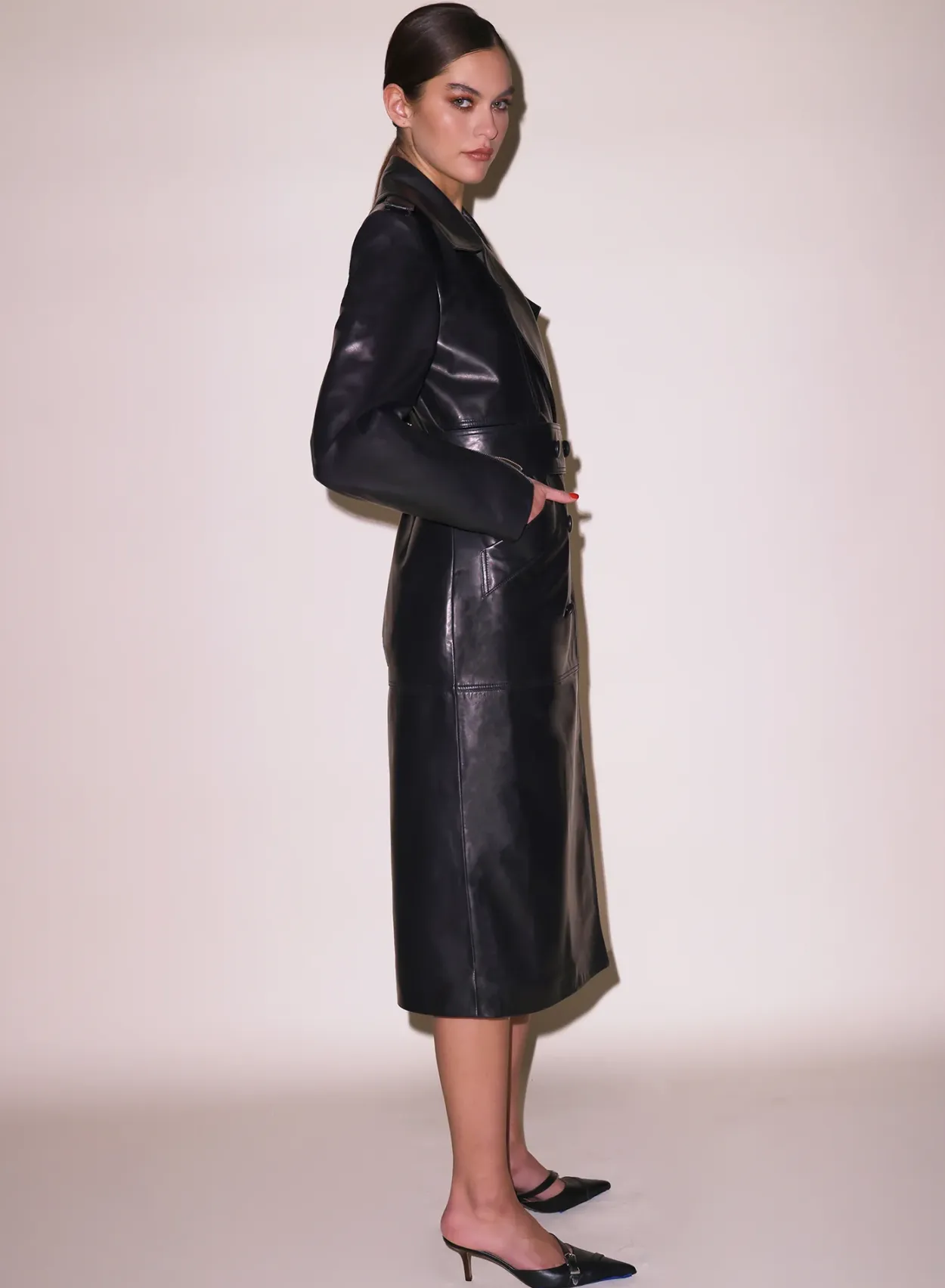 Moto Leather Trench Coat