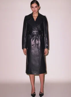 Moto Leather Trench Coat