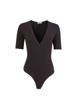 Organic Cotton Deep V Bodysuit