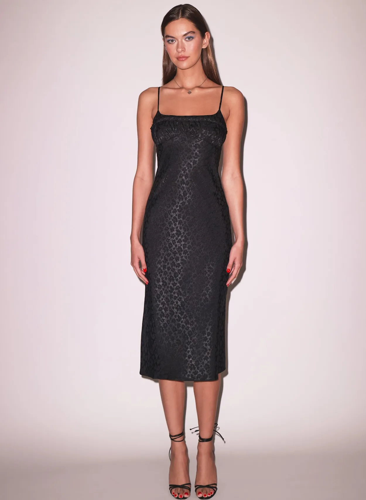 Pansy Jacquard Ruched Bust Dress