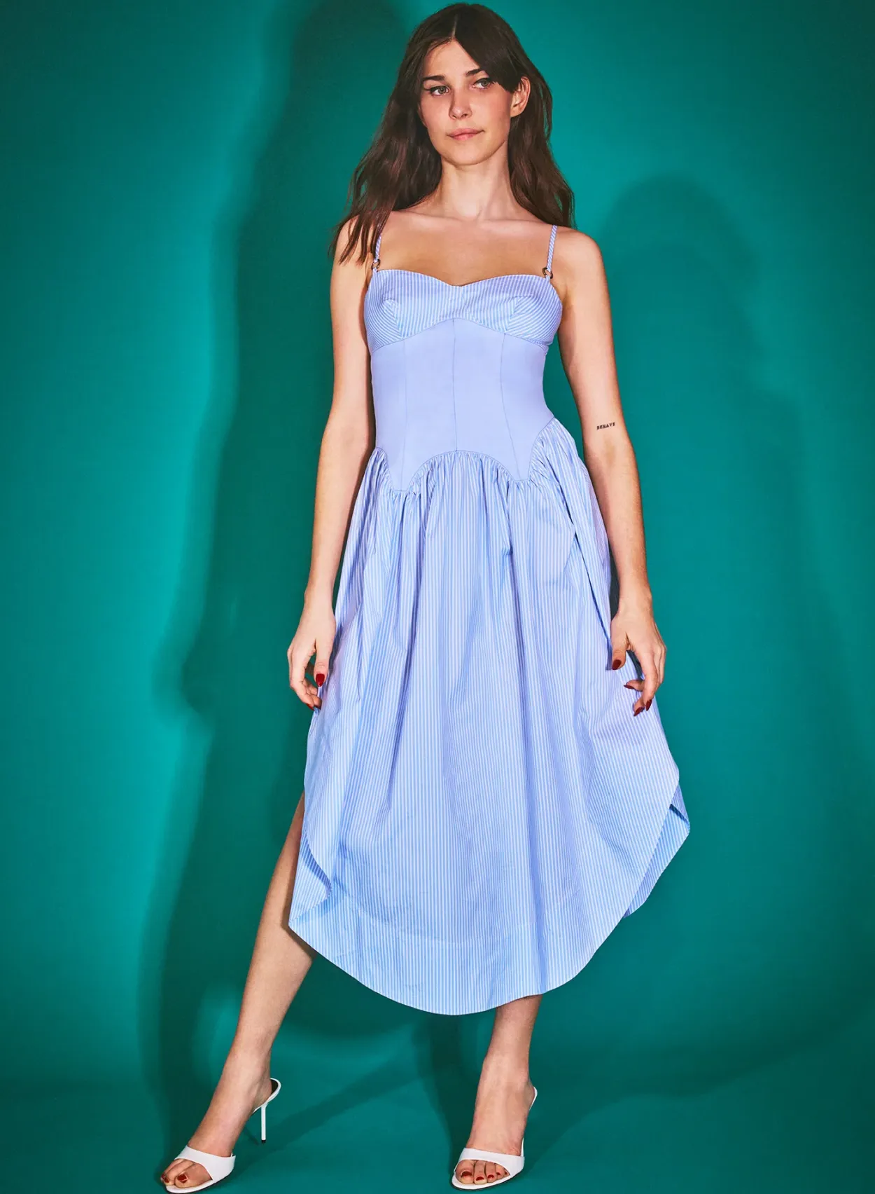 Poplin Cupped Midi Dress