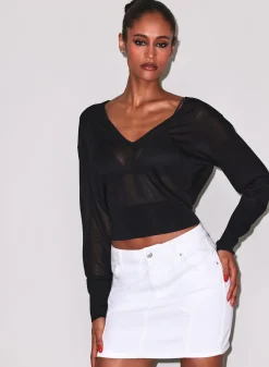 Sheer Knit V-Neck Sweater