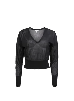 Sheer Knit V-Neck Sweater