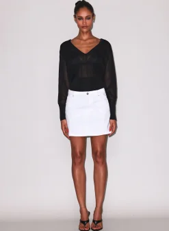 Sheer Knit V-Neck Sweater