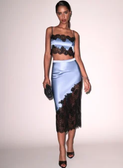 Silk & Lace Scallop Midi Skirt