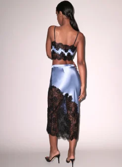 Silk & Lace Scallop Midi Skirt