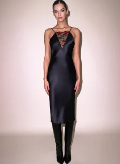 Vampire Rose Embroidery Slip Dress