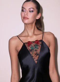 Vampire Rose Embroidery Slip Dress