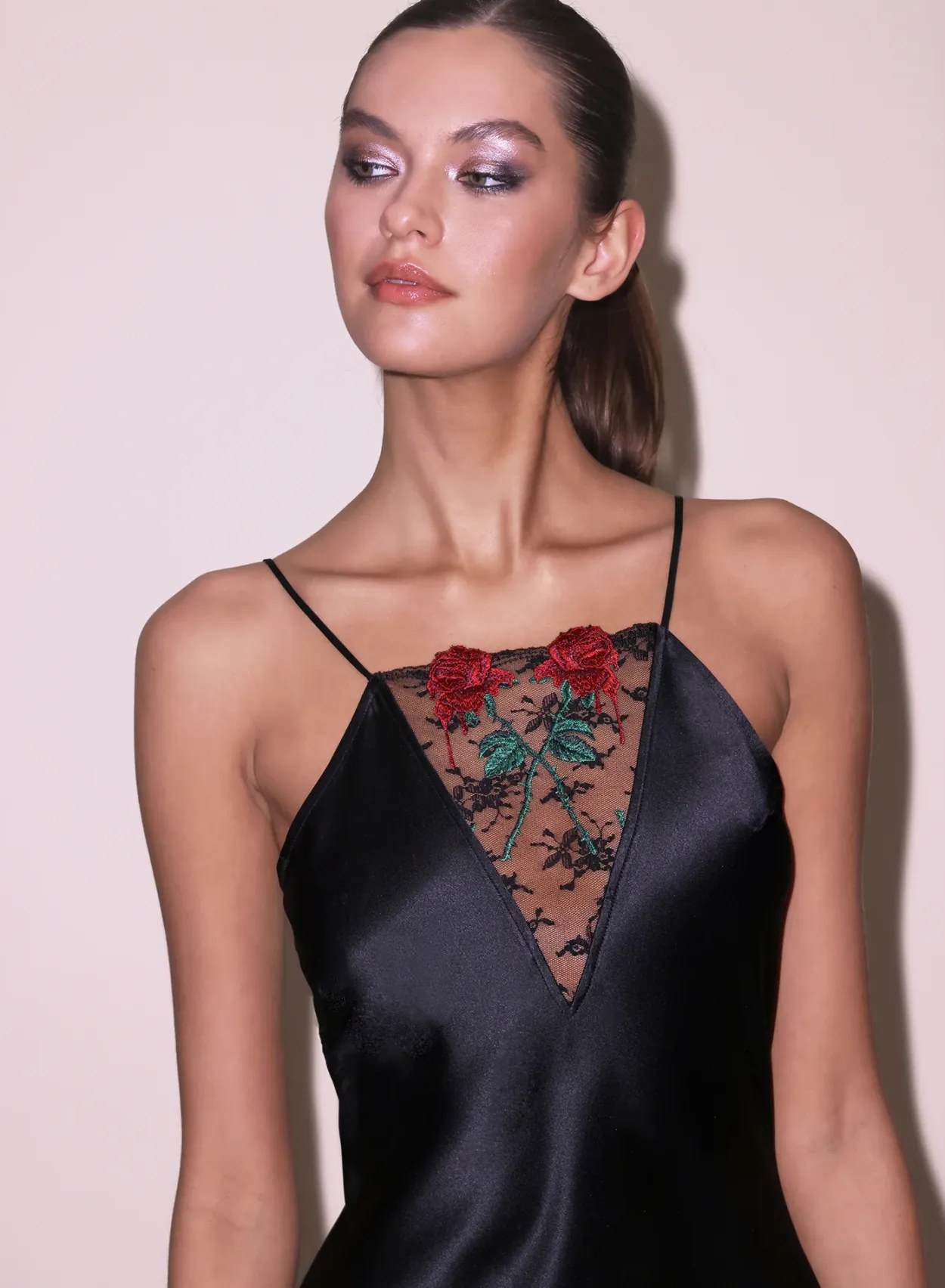 Vampire Rose Embroidery Slip Dress