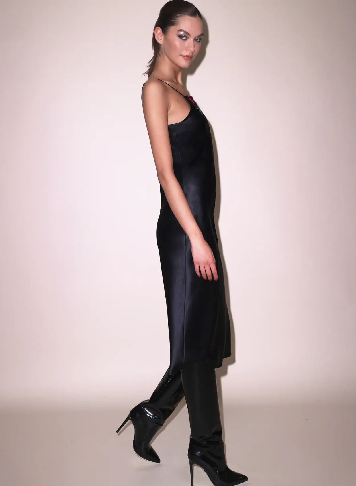 Vampire Rose Embroidery Slip Dress