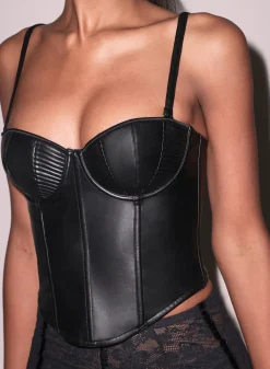 Vegan Leather Bustier Top