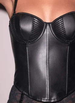 Vegan Leather Bustier Top