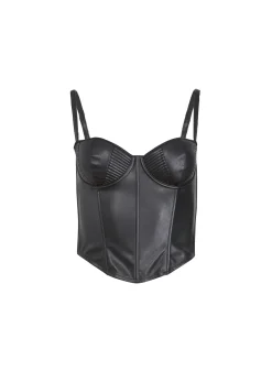 Vegan Leather Bustier Top