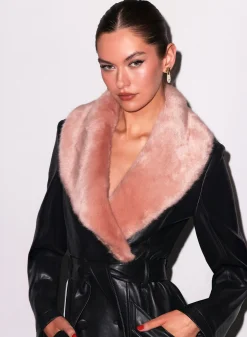 Vegan Leather & Fur Coat