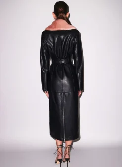 Vegan Leather & Fur Coat