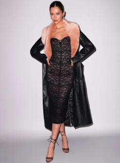Vegan Leather & Fur Coat