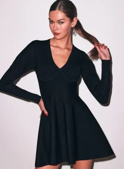 V-Neck Flared Corset Dress